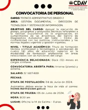 Convocatoria Personal CDAV