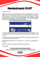 COMUNICADO CDAV MANTENIMIENTO RUNT