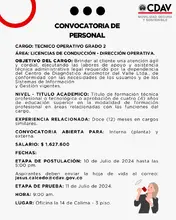 CONVOCATORIA TÉCNICO OPERATIVO LICENCIAS