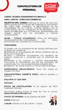 Convocatoria técnico administrativo ventas